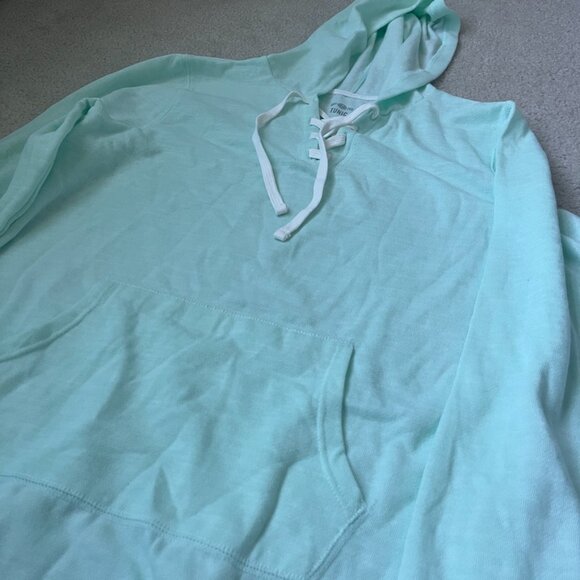 NWT Lace-Up Hoodie Tunic Mint Green SO by Kohls Size L - Picture 5 of 8